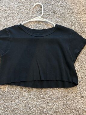 Brandy Melville Black Cropped Rib Tee